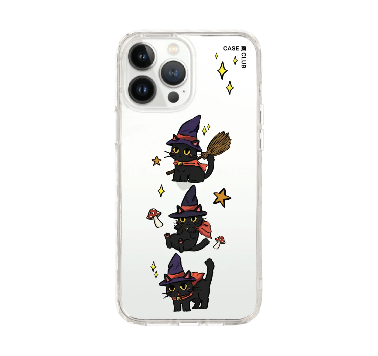 iphone 12/ 13 pro max clear case witch cat